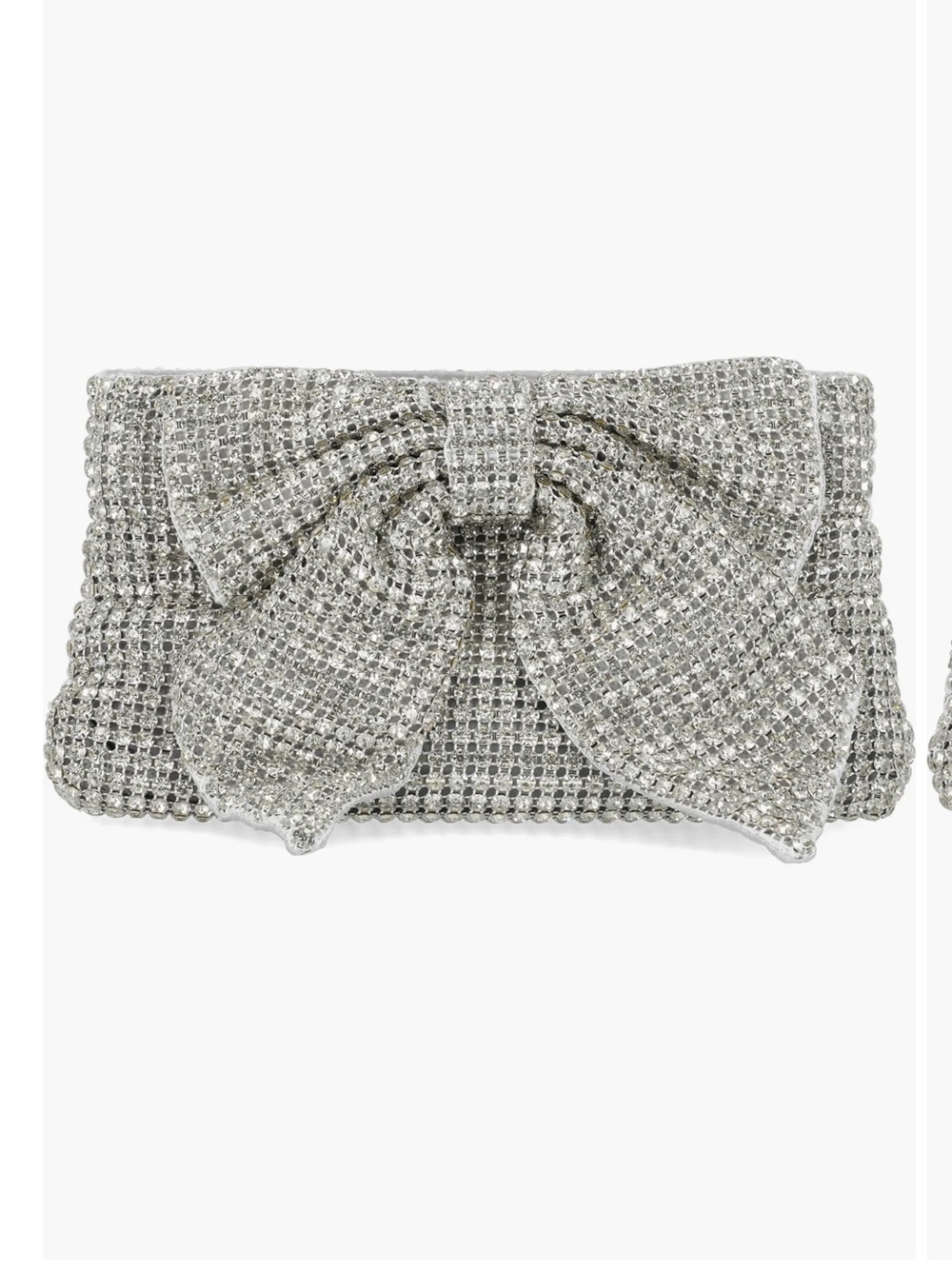 Jessica McClintock Silver Crystal Bow Clutch